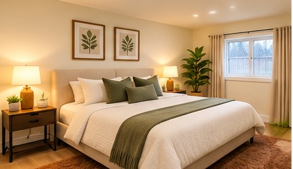 Bedroom at The Niagara Suite, Thorold vacation rental near Niagara Falls